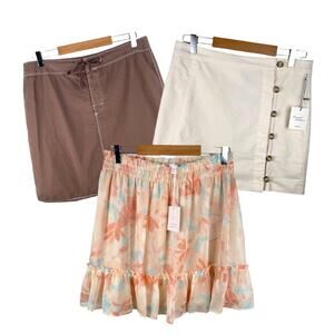 Mini Skirt Bundle Size L Lot of 3 Floral Tiered Ruffle Coquette Minimalist